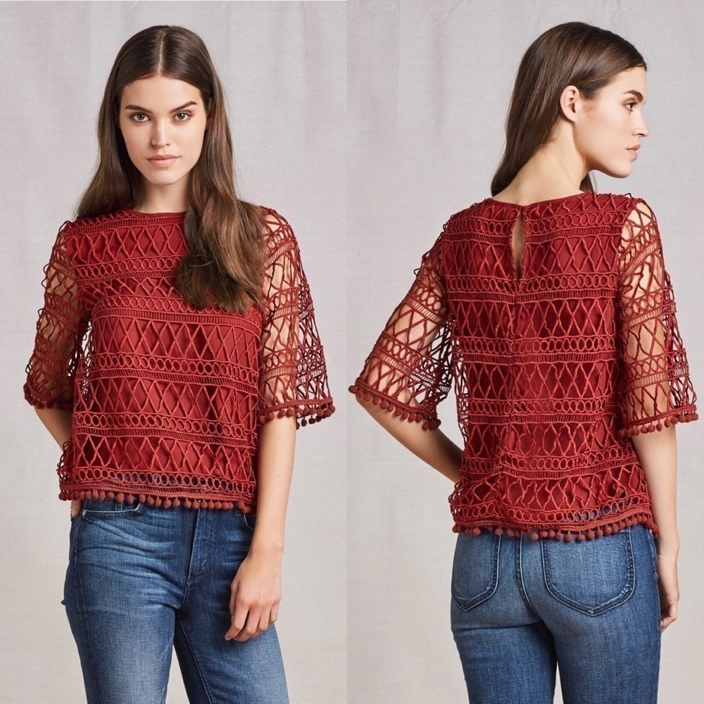 Tularosa Cannes Crochet Lace Long Sleeve Top